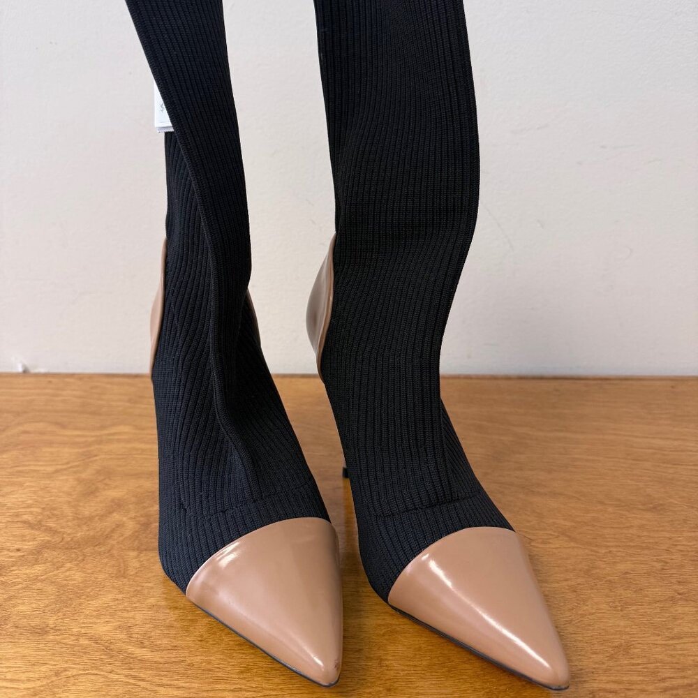 Zara NWT Black Stretch Sock Ankle Boots Size 41 US 10 Pointed Toe